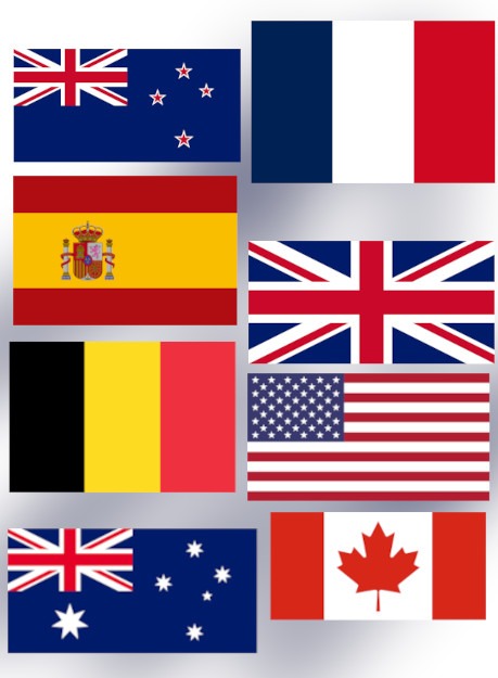 Flags of the eight countries in the study